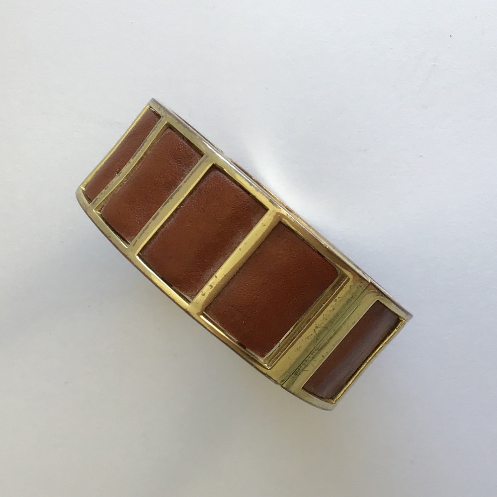 Cuff Bracelet in Gold and Faux Leather